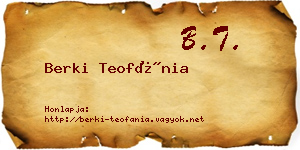 Berki Teofánia névjegykártya